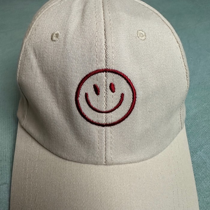 ニコちゃん　スマイル　フリーサイズ　キャップ　帽子　オフホワイト | Vintage.City 빈티지숍, 빈티지 코디 정보
