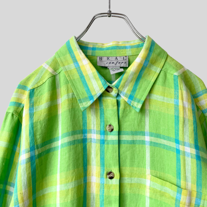 Linen plaid shirt リネン チェックシャツ | Vintage.City 古着屋、古着コーデ情報を発信
