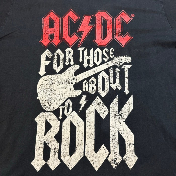 AC/DC バンドTシャツ ブラック バンド 黒 半袖Tシャツ ミュージック ロック ラバープリント コットン size XLサイズ 大判 | Vintage.City 빈티지숍, 빈티지 코디 정보