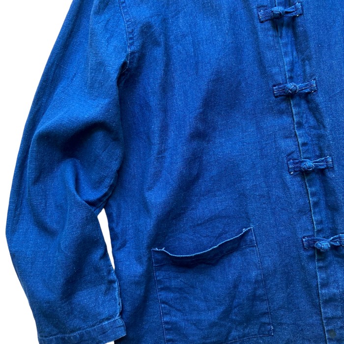 90’s “SAG HARBOR” Indigo Linen China Jacket | Vintage.City 古着屋、古着コーデ情報を発信