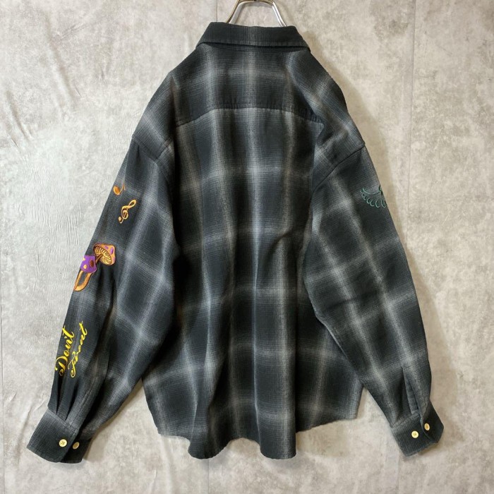 X-LARGE embroidery ombre check shirt size M 配送A エクストララージ　オンブレチェックシャツ　袖刺繍デザイン　ストリート | Vintage.City 빈티지숍, 빈티지 코디 정보