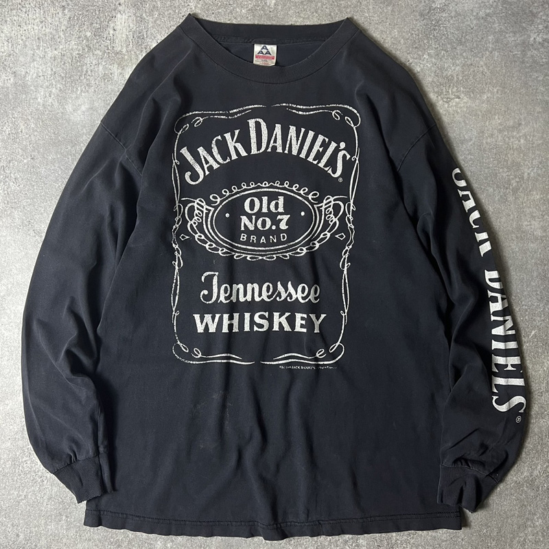 雰囲気系 90s Jack Daniel's 2面 ロゴ プリント 長袖 Tシャツ L / 90 ...