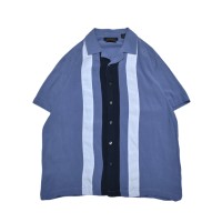 Vintage Open Collar Switching Silk S/S Shirt | Vintage.City 古着屋、古着コーデ情報を発信
