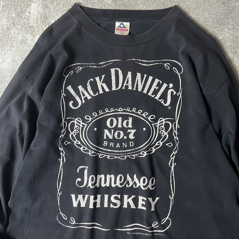 雰囲気系 90s Jack Daniel's 2面 ロゴ プリント 長袖 Tシャツ L / 90 ...