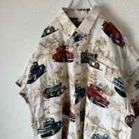 NORTH RIVER car design aloha shirt size XXL 配送B ビンテージ　車デザイン　総柄アロハシャツ　オーバーサイズ | Vintage.City 古着屋、古着コーデ情報を発信