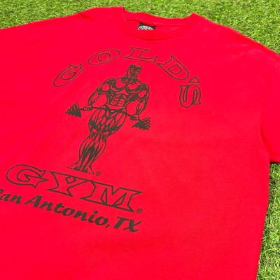 【Men's】GOLD'S GYM 赤 半袖 Tシャツ / Made In USA 古着 ゴールドジム T-Shirts ティーシャツ オーバーサイズ | Vintage.City 빈티지숍, 빈티지 코디 정보