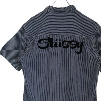 stussy ステューシー シャツ 半袖 バックロゴ 刺繍ロゴ ストライプ | Vintage.City 빈티지숍, 빈티지 코디 정보