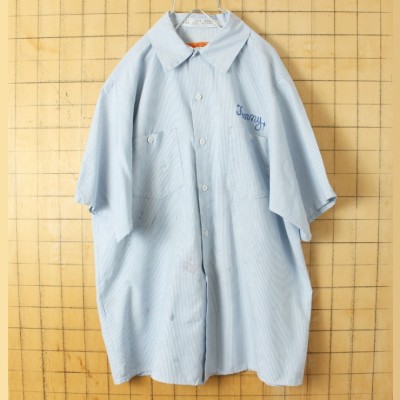 70s 80s USA製 UNIVERSAL OVERALL Kenny チェーンステッチ ストライプ ワーク シャツ ブルー メンズL 半袖 アメリカ古着 | Vintage.City 古着屋、古着コーデ情報を発信