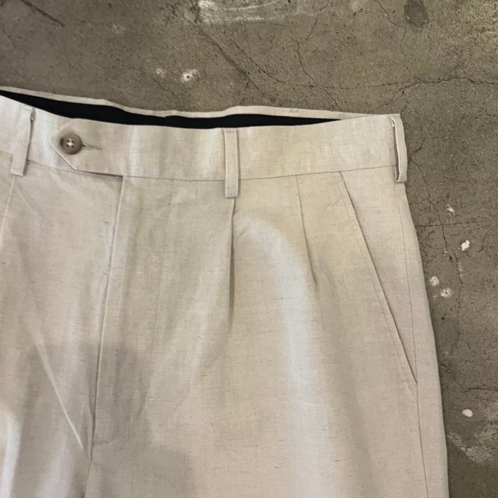 Ruffini linen two tuck slacks pants | Vintage.City 古着屋、古着コーデ情報を発信