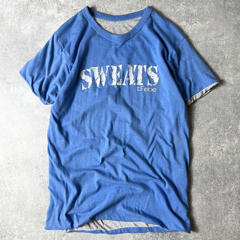 80s Hanes SWEATS bi ebe プリント 半袖 リバーシブル Tシャツ L / 80 ...