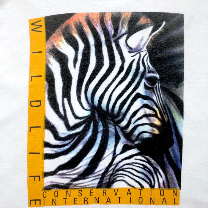 90’s “Wildlife Conservation International” Zebra Print Tee | Vintage.City 古着屋、古着コーデ情報を発信