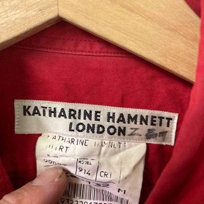 00’ｓ初期KATHARINE HAMNETT LONDON長袖シャツ　赤Ｍ | Vintage.City 빈티지숍, 빈티지 코디 정보