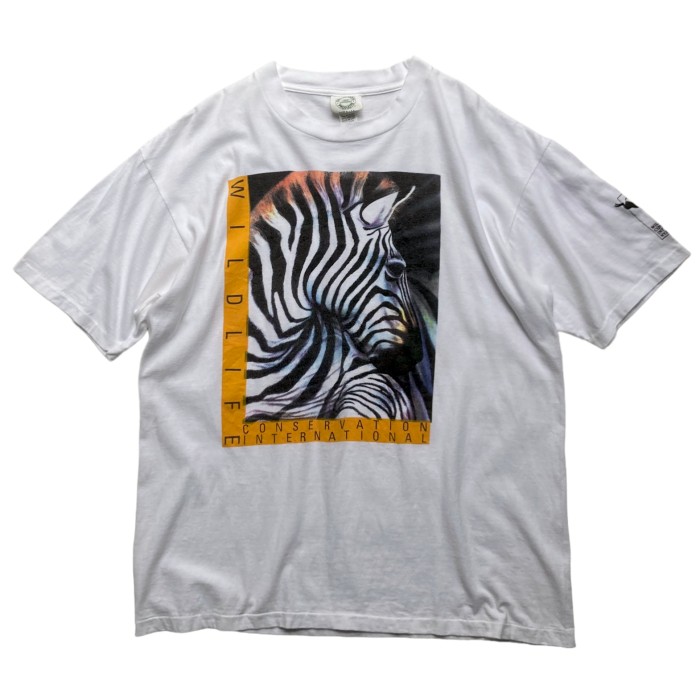 90’s “Wildlife Conservation International” Zebra Print Tee | Vintage.City 古着屋、古着コーデ情報を発信