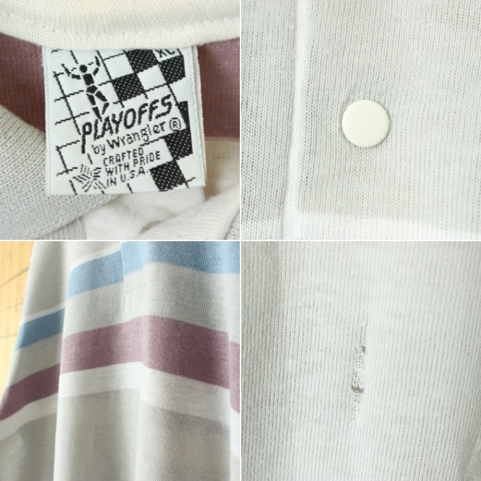 80s 90s USA製 PLAYOFFS by Wrangler 半袖 ボーダー ポロシャツ グレー ピンク メンズXL アメリカ古着 | Vintage.City 古着屋、古着コーデ情報を発信