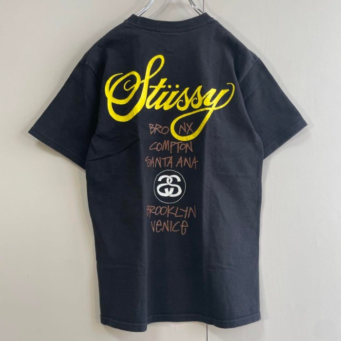 STUSSY world tour logo T-shirt size M 配送C ステューシー　ワールドツアーロゴTシャツ　両面プリント | Vintage.City 빈티지숍, 빈티지 코디 정보