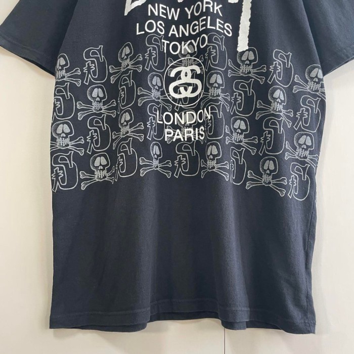 STUSSY skull world tour T-shirt size XL 配送C　ステューシー　両面プリントロゴ　総柄スカル　ワールドツアーTシャツ　オーバーサイズ | Vintage.City 빈티지숍, 빈티지 코디 정보