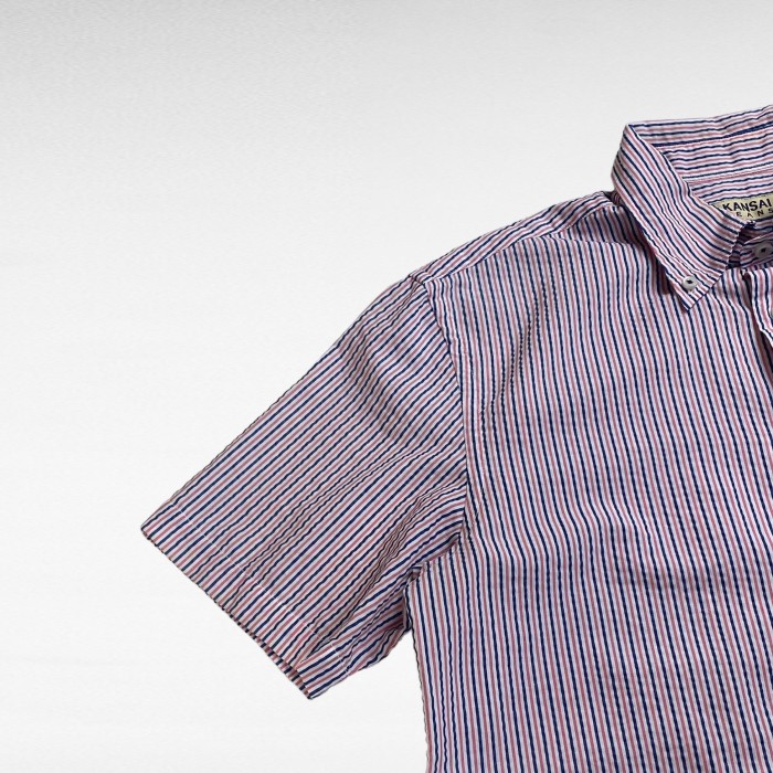 USED カンサイジーンズ 半袖 シアサッカーシャツ BDシャツ | Vintage.City 古着屋、古着コーデ情報を発信