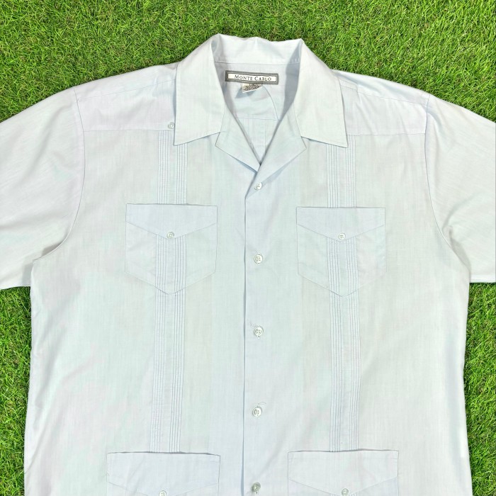 【Men's】 ライトブルー キューバシャツ / 古着 シャツ 半袖 半袖シャツ 水色 | Vintage.City 빈티지숍, 빈티지 코디 정보