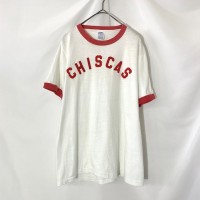 60s CHISCAS フロッキープリント リンガー Tシャツ 白 ピンク M | Vintage.City 古着屋、古着コーデ情報を発信