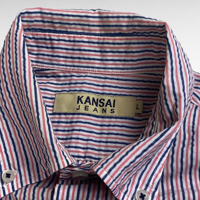 USED カンサイジーンズ 半袖 シアサッカーシャツ BDシャツ | Vintage.City 빈티지숍, 빈티지 코디 정보