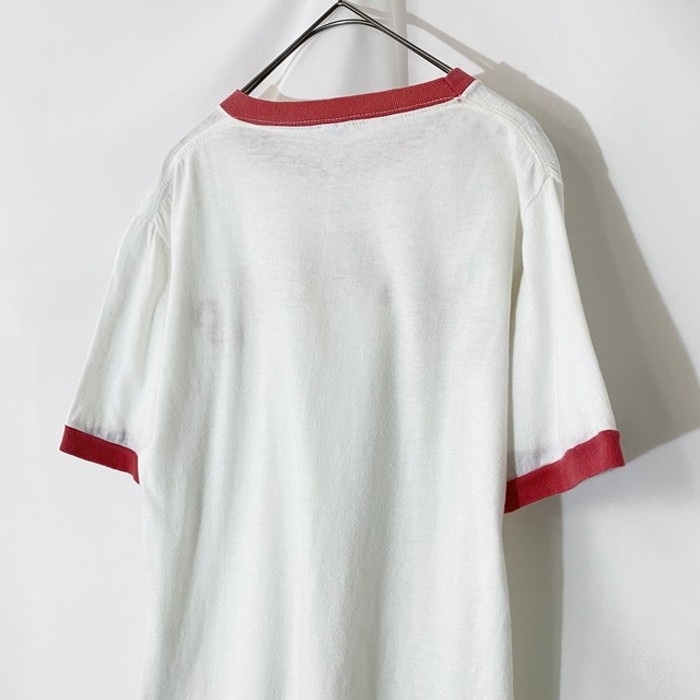 60s CHISCAS フロッキープリント リンガー Tシャツ 白 ピンク M | Vintage.City 빈티지숍, 빈티지 코디 정보