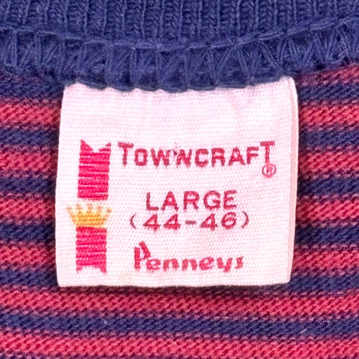 【Men's】 70s TOWN CRAFT Penneys レッド ブラック ボーダー Tシャツ / Vintage ヴィンテージ タウンクラフト  半袖 黒 赤 | Vintage.City 古着屋、古着コーデ情報を発信