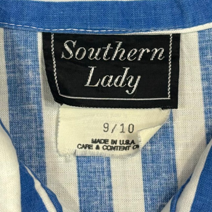 【Lady's】 90s ブルー ホワイト ストライプ デザイン 半袖シャツ / Made In USA Vintage 古着 半袖 シャツ | Vintage.City 古着屋、古着コーデ情報を発信