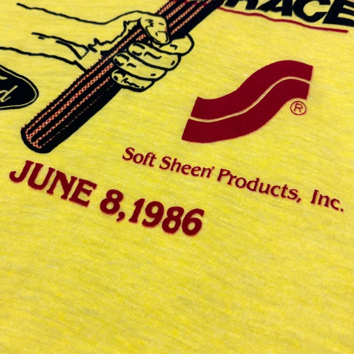 【Men's】 80s MAAH STREET RACE イエロー ーTシャツ / Made In USA Vintage ヴィンテージ 古着 半袖 ティーシャツ T-Shirts 企業物 カンパニー | Vintage.City 빈티지숍, 빈티지 코디 정보