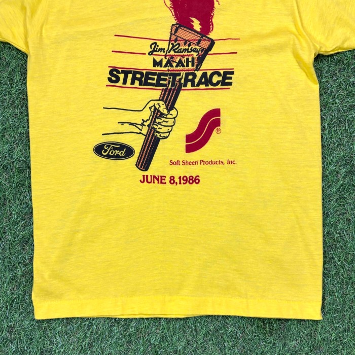 【Men's】 80s MAAH STREET RACE イエロー ーTシャツ / Made In USA Vintage ヴィンテージ 古着 半袖 ティーシャツ T-Shirts 企業物 カンパニー | Vintage.City 古着屋、古着コーデ情報を発信