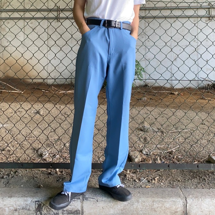 80's~ USA made / tiffany blue polyester pants フレアパンツ フレアスラックス | Vintage.City 빈티지숍, 빈티지 코디 정보