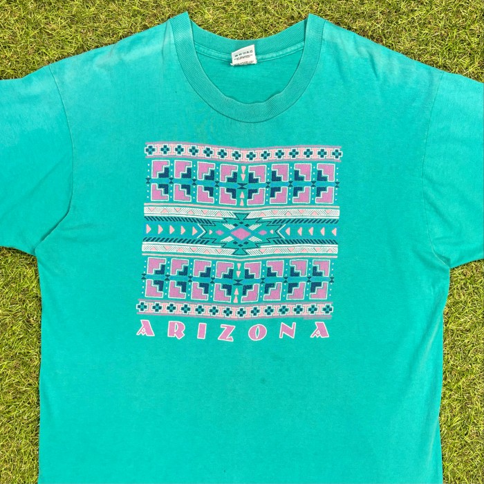 【Men's】 90s ネイティブ ライムグリーン Arizona スーベニア Tシャツ / Made in USA グリーン オルテガ チマヨ ティーシャツ T-Shirts | Vintage.City 빈티지숍, 빈티지 코디 정보
