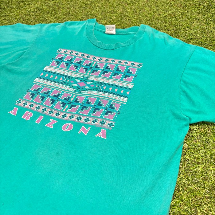 【Men's】 90s ネイティブ ライムグリーン Arizona スーベニア Tシャツ / Made in USA グリーン オルテガ チマヨ ティーシャツ T-Shirts | Vintage.City 古着屋、古着コーデ情報を発信