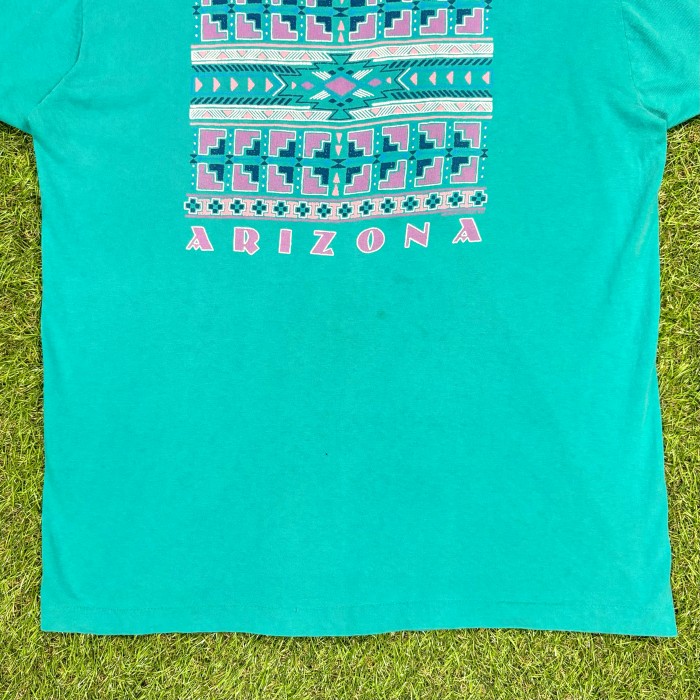 【Men's】 90s ネイティブ ライムグリーン Arizona スーベニア Tシャツ / Made in USA グリーン オルテガ チマヨ ティーシャツ T-Shirts | Vintage.City 빈티지숍, 빈티지 코디 정보
